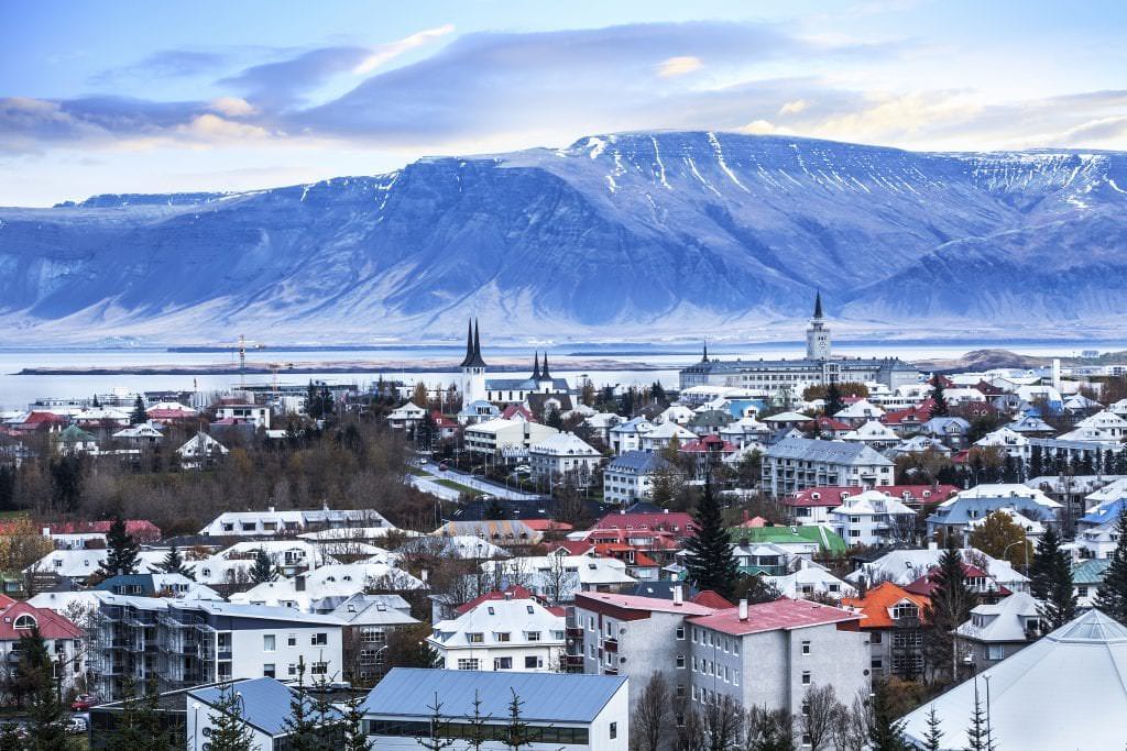 Beautiful aerial view of Reykjavik city, Iceland.