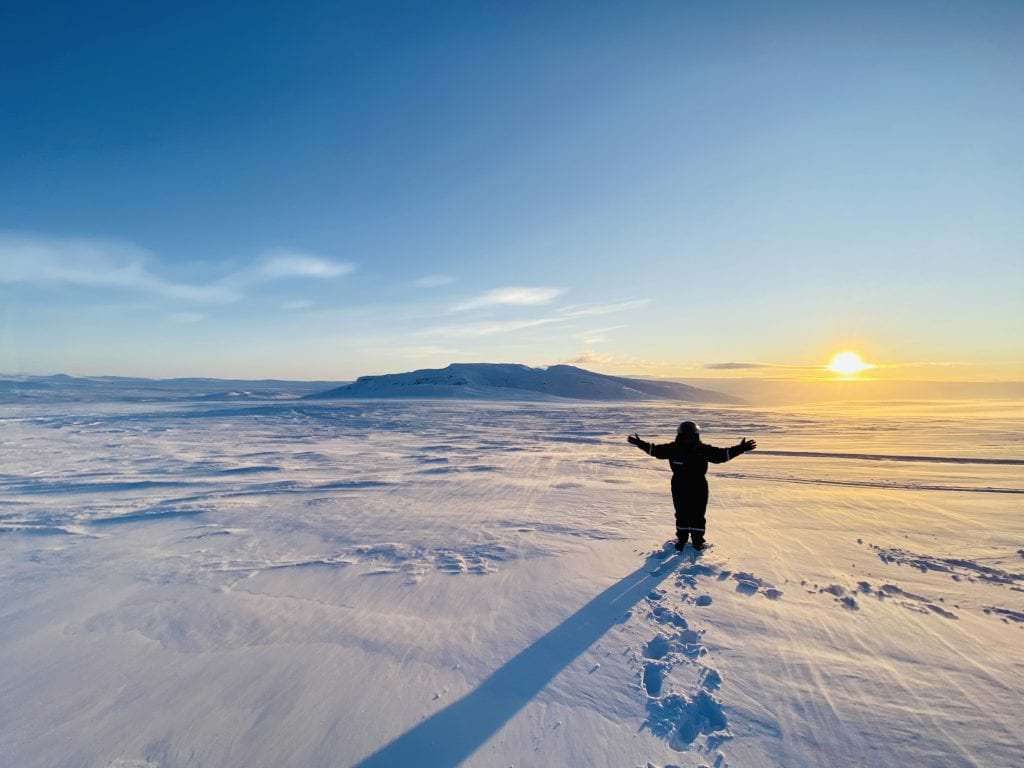 Standing on a glacier